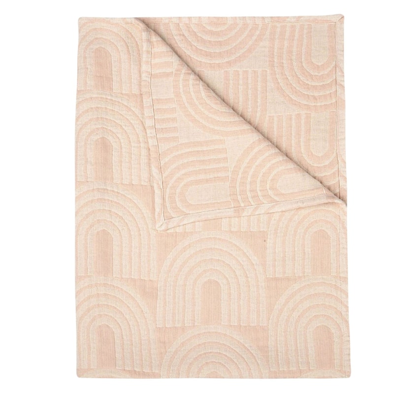 Crane Baby Nursery Blanket - Brown/Pink