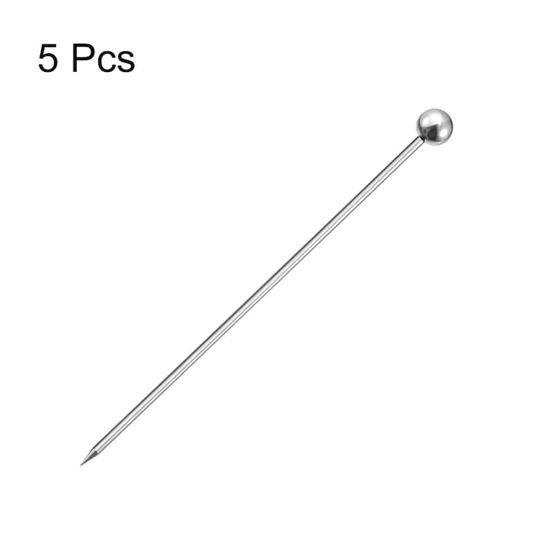Metal Cocktail Toothpicks Round Bead Drink Picks Cocktail Skewers 5Pcs - Silver