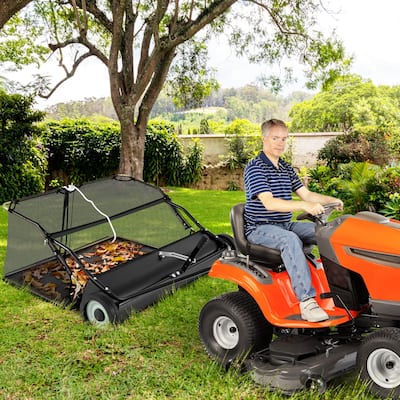 Costway 48" Tow-Behind Lawn Sweeper with 27 Cu.FT Large-Capacity - See Details