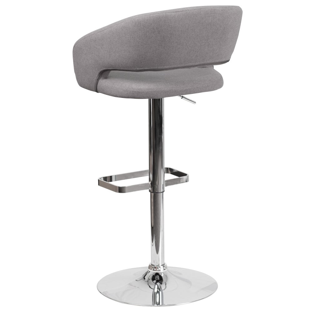 Vinyl Adjustable Height Barstool with Rounded Mid-Back