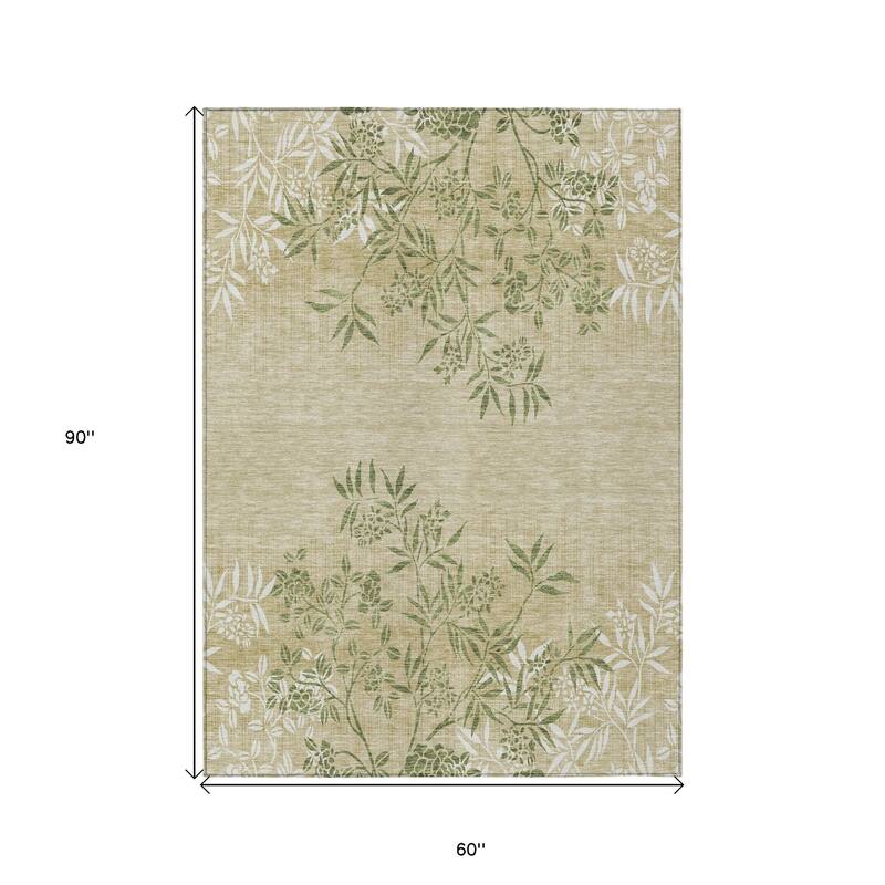 HomeRoots Floral Transitional Rectangle Outdoor Rug