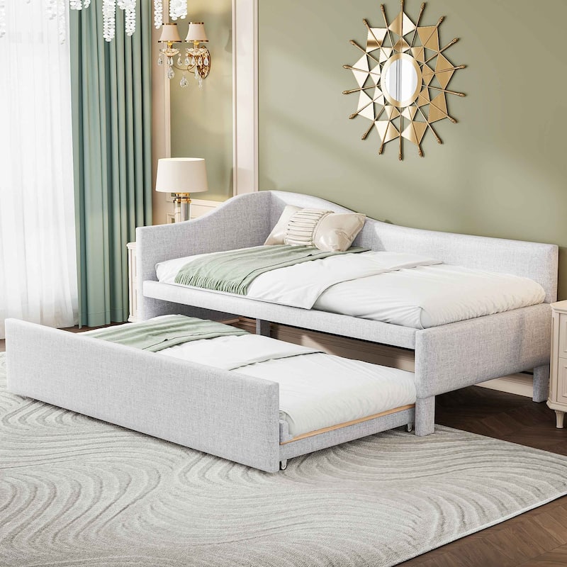 Upholstered L-Shaped Sofa Bed with Pop-Up Rollaway Bed