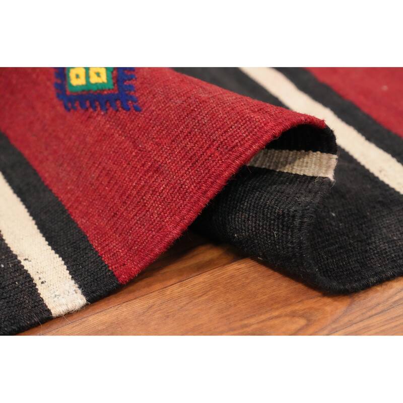 Hand Woven Oriental 100% Wool Carpet Southwestern Tribal Red Kilim Area Rug - 10' 3'' X 5' 8''