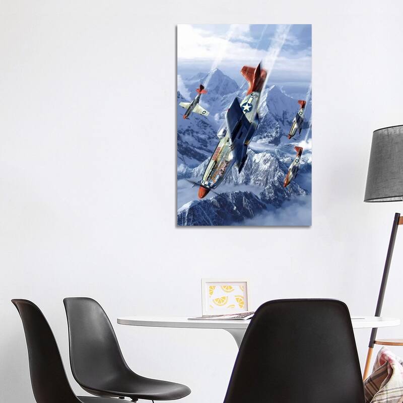 iCanvas "Tuskegee Airmen Flying Near The Alps In Their P-51 Mustangs" by Kurt Miller Canvas Print - 40x26x1.5