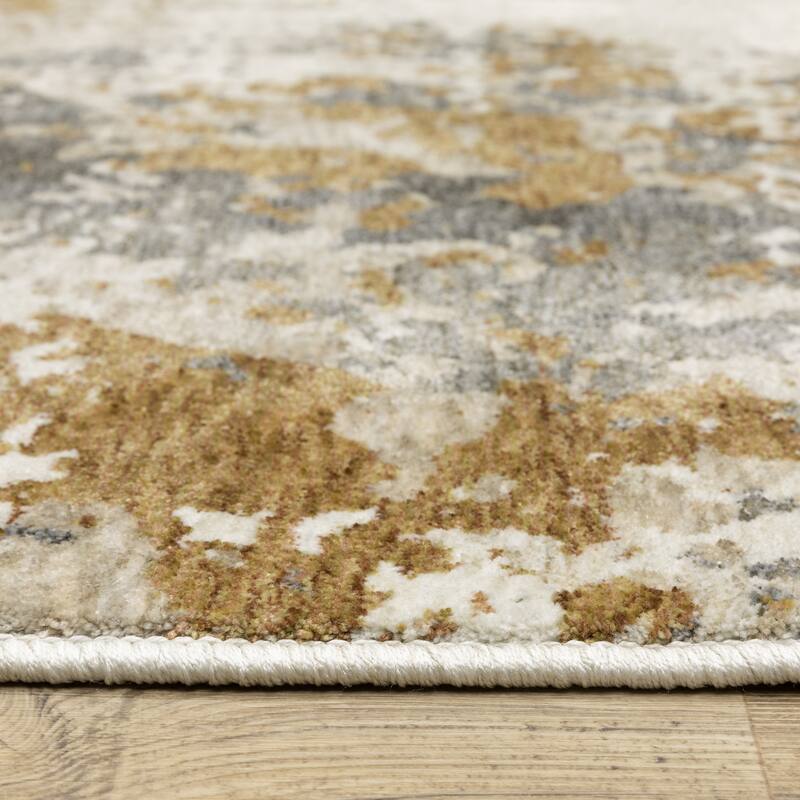 Style Haven Hendrix Mottled Abstract Beige/Grey Fringe Edge Area Rug