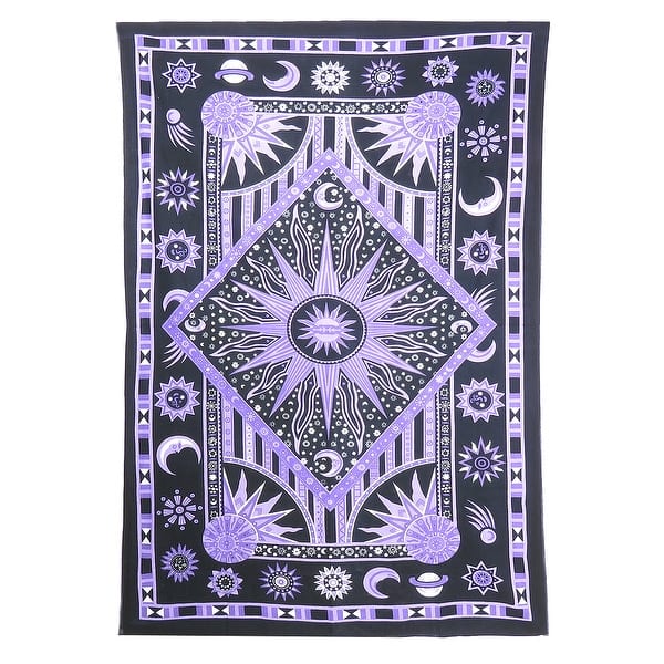 Sun Moon Tapestry Wall Hanging Psychedelic Hippie Mandala Bohemian Star Mystic Tapestry Night Sky Boho Decorative Polyester for Bedroom Living Rome Home Decor 51.2 x 59.1 Inches 