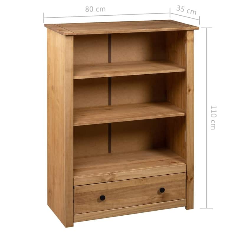 vidaXL Bookshelf Bookcase Decor Shelving Unit Solid Wood Pine Panama Range - 31.5" x 13.8" x 43.3"