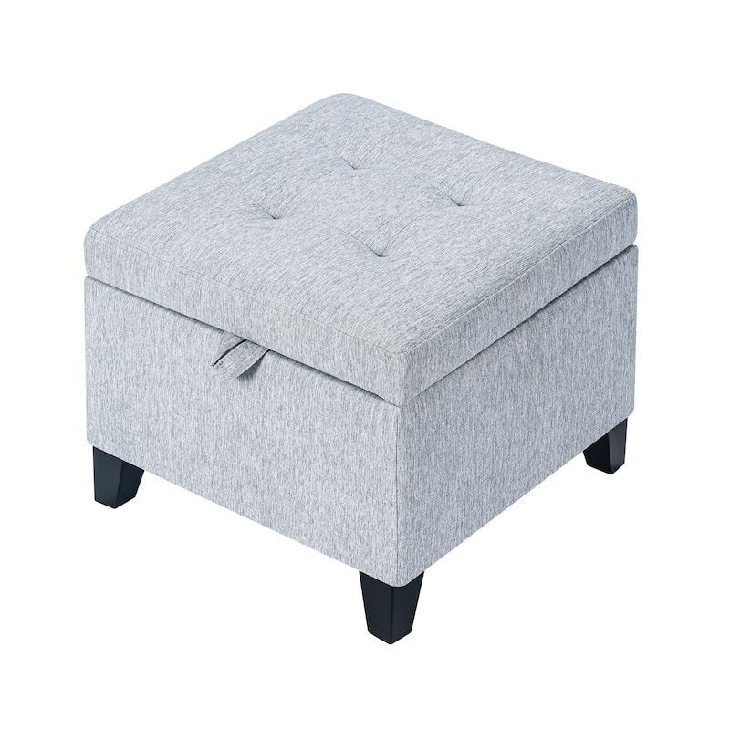 Adeco Faux Leather Tufted Flip Top Storage Ottoman