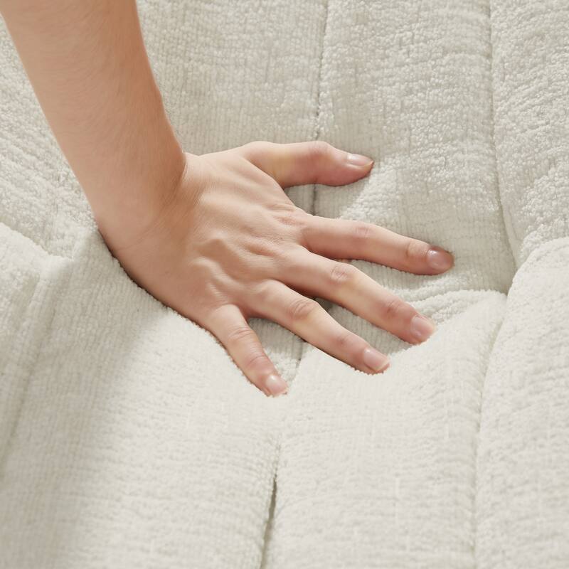 Chenille Deep Seat Bean Bag Chair, Ergonomics Armless Fireside Chair, Adults Corner Soft Lazy Sofa with Memory Foam Filler