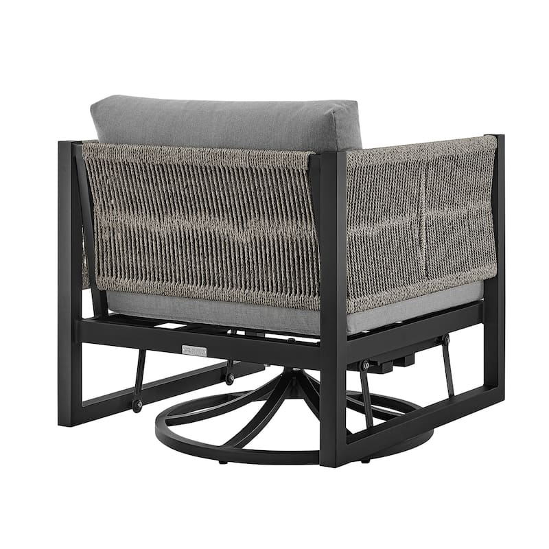 Cuffay Modern Aluminum and Rope Outdoor Patio Swivel Glider Chair
