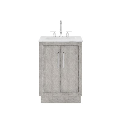 Hugo Carrara White Marble Countertop Vanity in Grey Oak