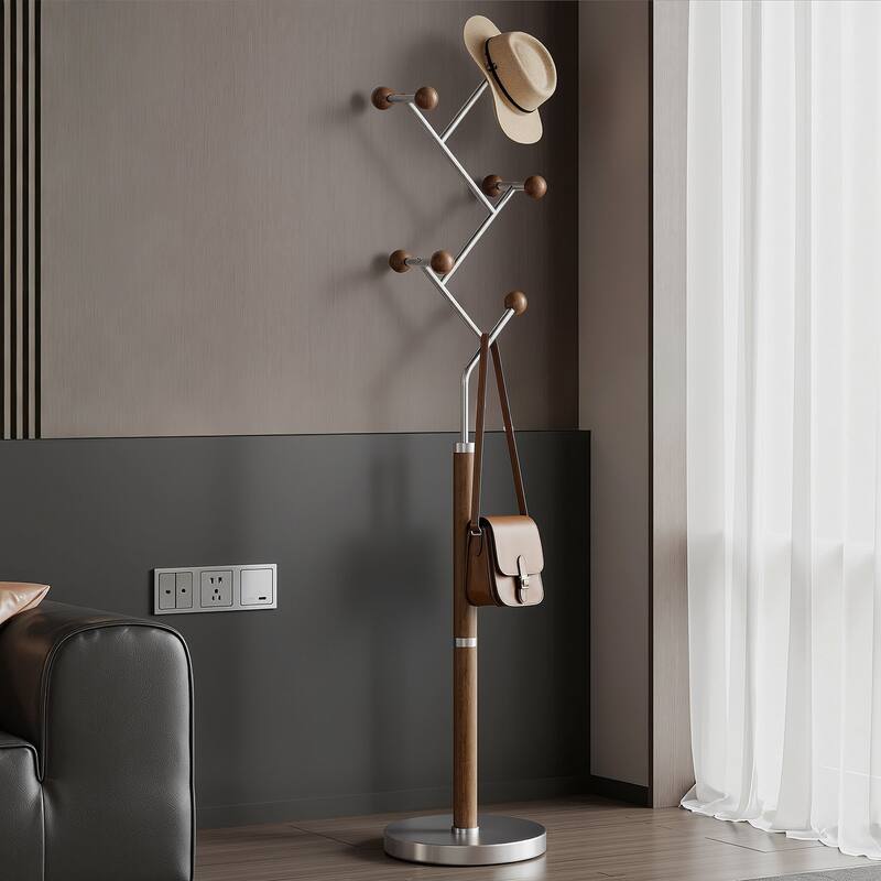 Coat Rack Freestanding, Metal Coat Tree with 8 or 9 Hooks and Heavy Duty Marble Base - 71.26”H x 14.96”W