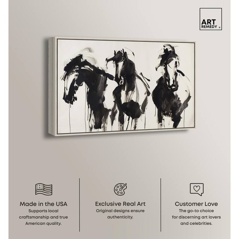 Horses in Ink Canvas by Art Remedy
