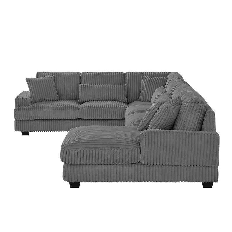 129" Oversized Sectional Sofa, U-shaped Sofa Couch Modern Corduroy Upholstered Deep Seat Sofa with Chaise Lounge