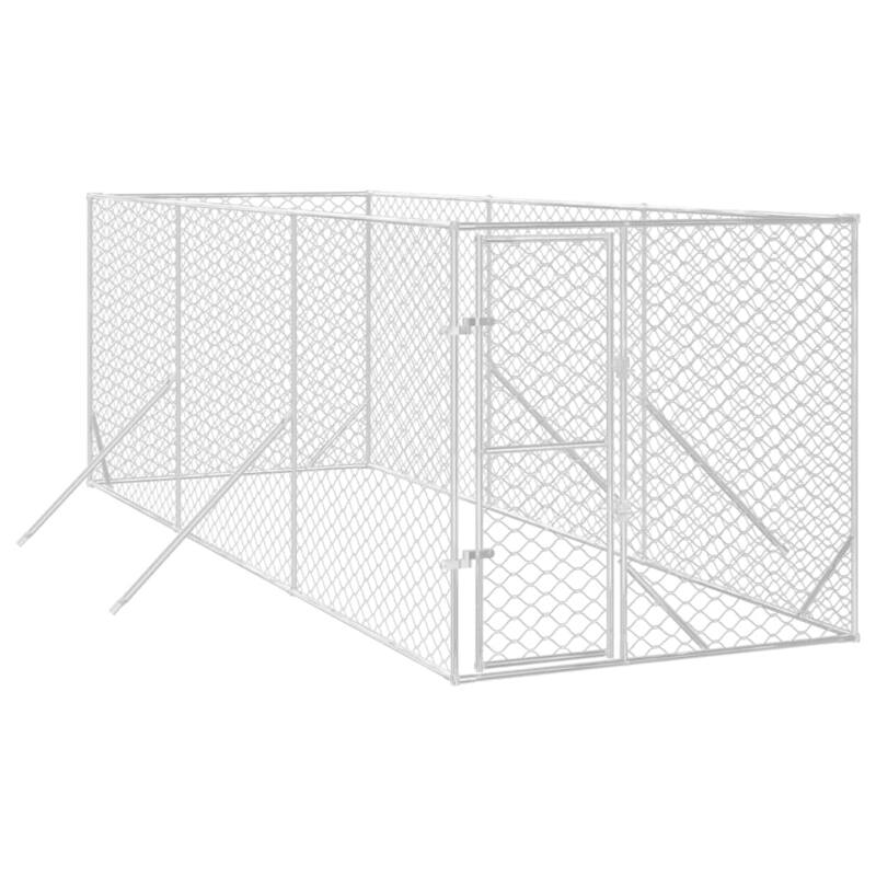 vidaXL Outdoor Dog Kennel Silver Multi-Size Galvanized Steel