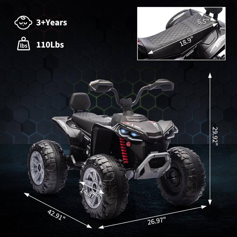 2-Seater Kids Ride-On ATV, 24V Electric Quad 4 Wheeler with 800W Motors