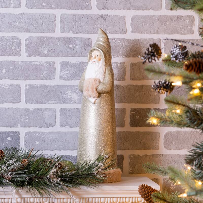 Santa Christmas Figurines - 17" - Sage Green - Set of 2