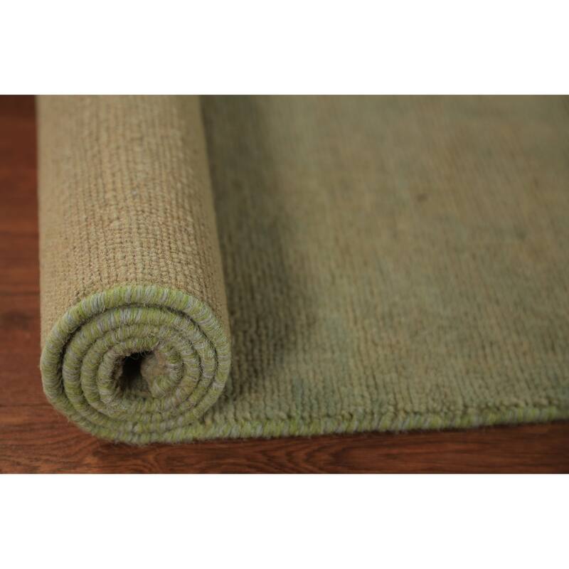 Gold & Green Modern Gabbeh Oriental Rug Hand-Knotted Wool Carpet - 2'8" x 4'0"