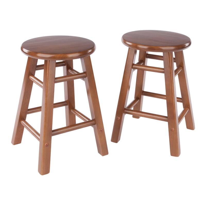 Element 2-Pc Square Legs Dining Stool Set, Teak Finish - N/A