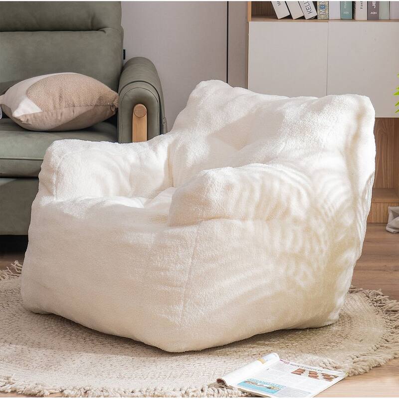 Soft Teddy Cloth Bean Bag Chair Tufted Foam Filling