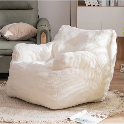 Soft Teddy Cloth Bean Bag Chair Tufted Foam Filling