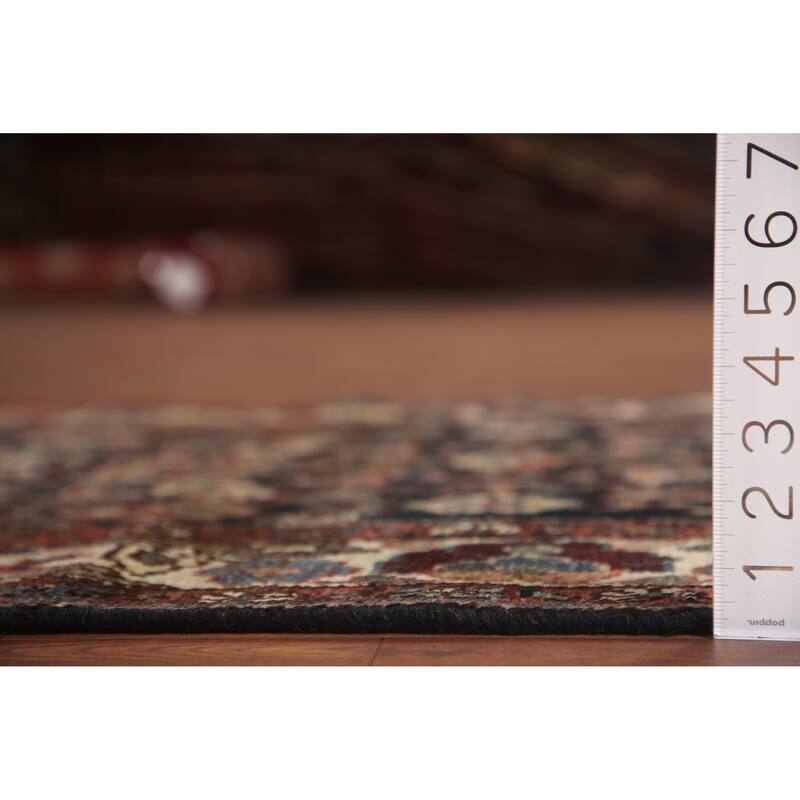 Hand Knotted Oriental 100% Wool Carpet Traditional Geometric Black Malayer Runner Rug - 10' 3'' X 3' 4''