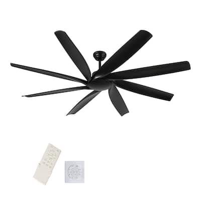 72 Inch Industrial Ceiling Fan No Light 8 Reversible Blades Quiet DC Motor 6 Speed Timer