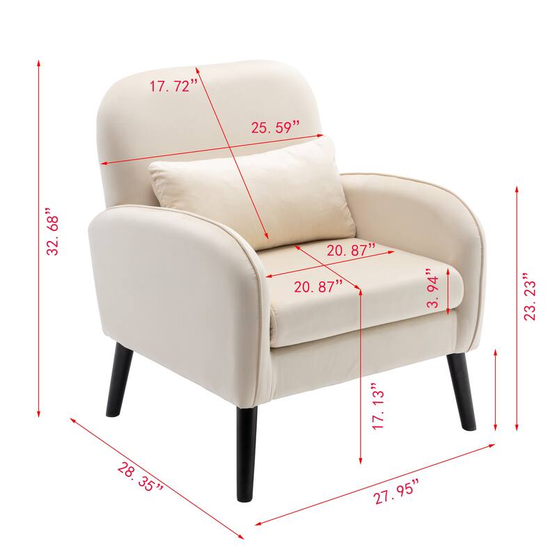 JASIWAY Modern Fabric Upholstery Chair With Solid Wood Legs Bed Bath