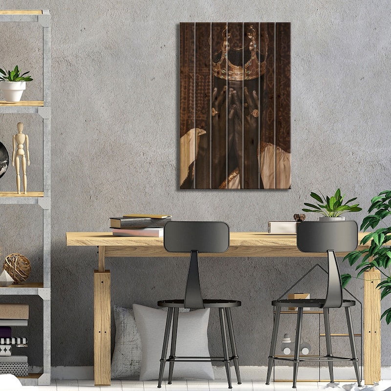Black King Print On Wood by Harry Odunze - Multi-Color