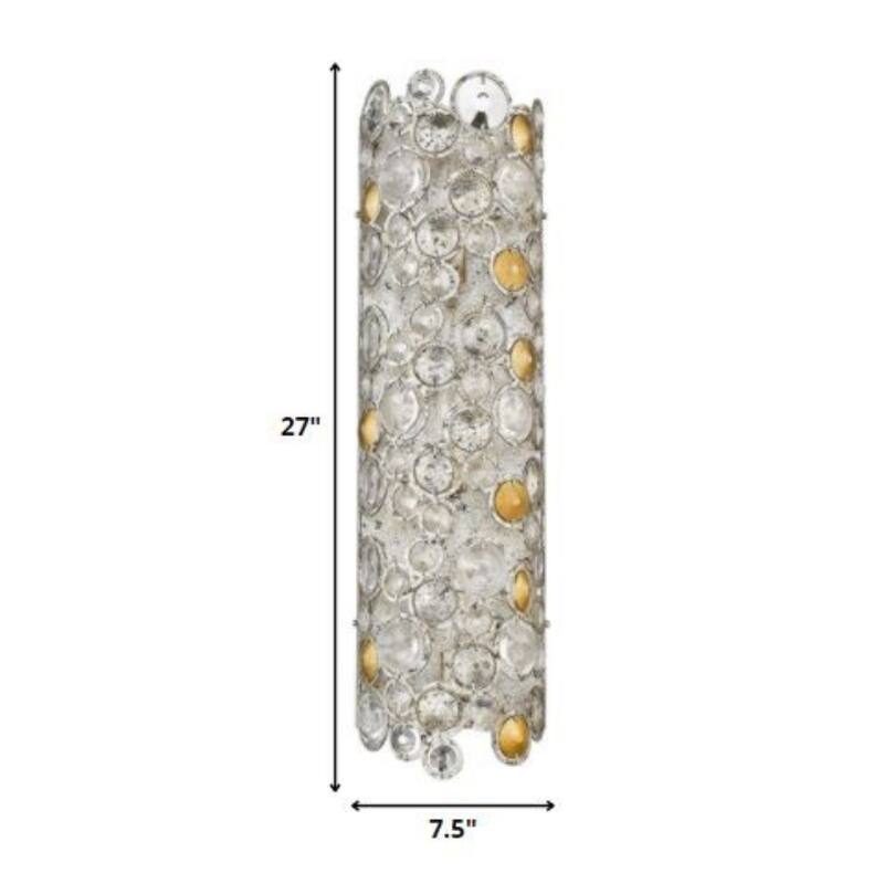 Modern Silver Flush Mount Sconce Light with Ambient 3-Light and Compatible with E12 LED Bulbs - 27”H x 7.5”W