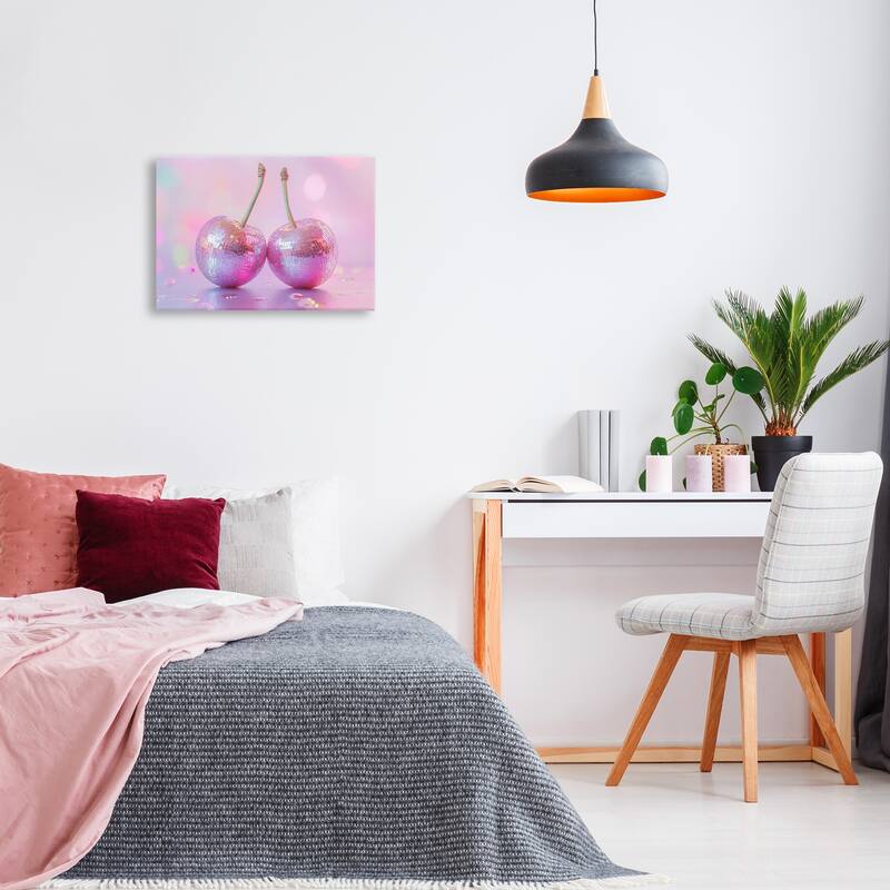 Stupell Pastel Shine Disco Cherries Canvas Wall Art Design By LSR Creative Studio