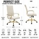 preview thumbnail 49 of 98, Benmar Ribbed Leather Executive High Back Office Chair with Gold Frame, Swivel, Tilt, Lumbar Support