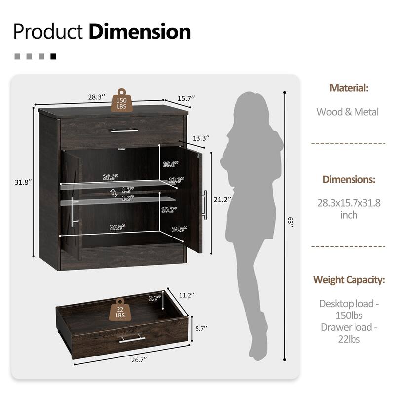 Futzca Sideboard Buffet Cabinet, Kitchen Storage Cabinet
