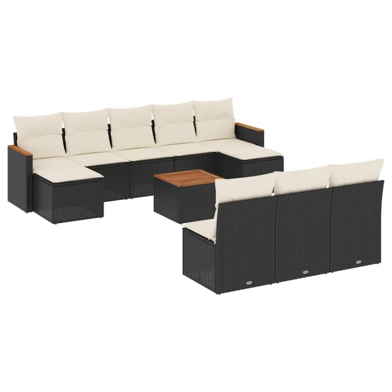 vidaXL Patio Sofa Set with Cushions Outdoor Conversation Furniture Poly Rattan