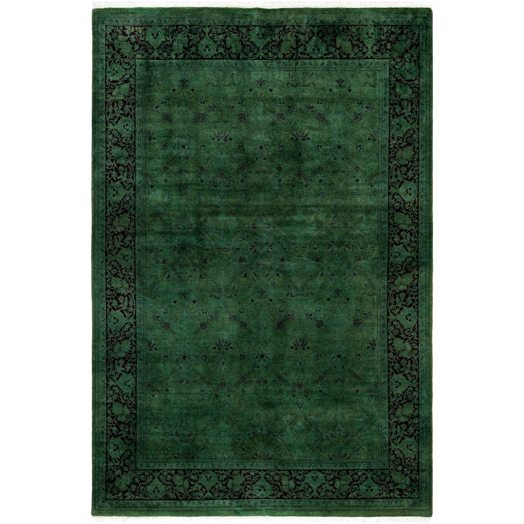 Overdyed One-of-a-Kind Hand-Knotted Area Rug - Green - 6' 0" x 8' 10"