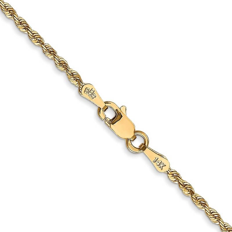 Curata 14k Yellow Gold Solid 2.0mm Diamond-cut Quadruple Rope Chain Necklace Length 16 18