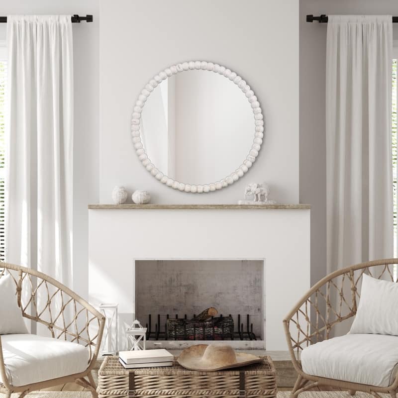 Signature Farmhouse Beaded Round Wall Mirror