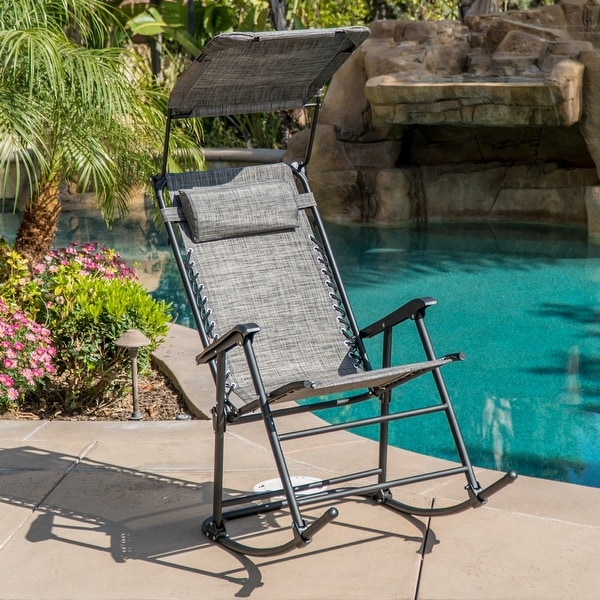 Belleze Zero Gravity Chair Canopy Shade Folding Rocking Belleze Zero Gravity Chair Canopy Shade Folding Rocking Bungee Gray