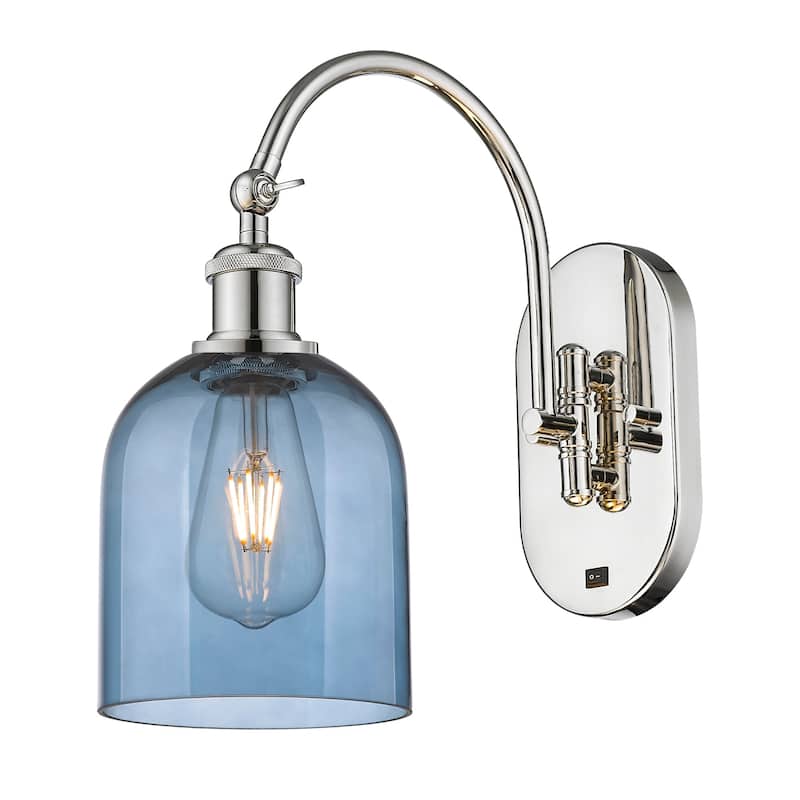 Innovations Lighting 518-1W-13-6 Bella Sconce Bella 13" Tall Wall - Polished Nickel / Princess Blue