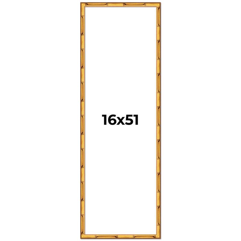 16x51 Frame Gold Bamboo Solid Wood Picture Frame | 1 Inch Moulding