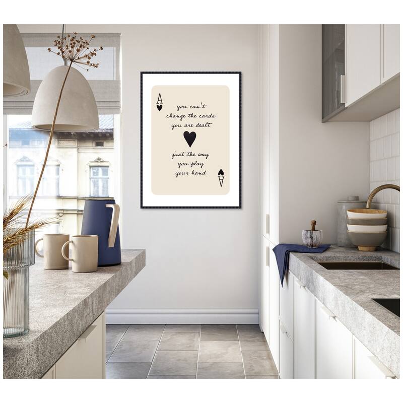 Kate and Laurel Ace of Heart Cards Positive Quote expansion by The Creative Bunch Studio Framed Canvas Wall Art Print