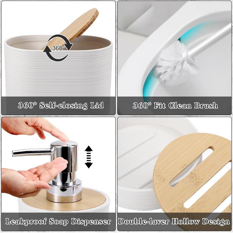 Bathroom Accessories Set with Trash Can - 1 x 1 x 1