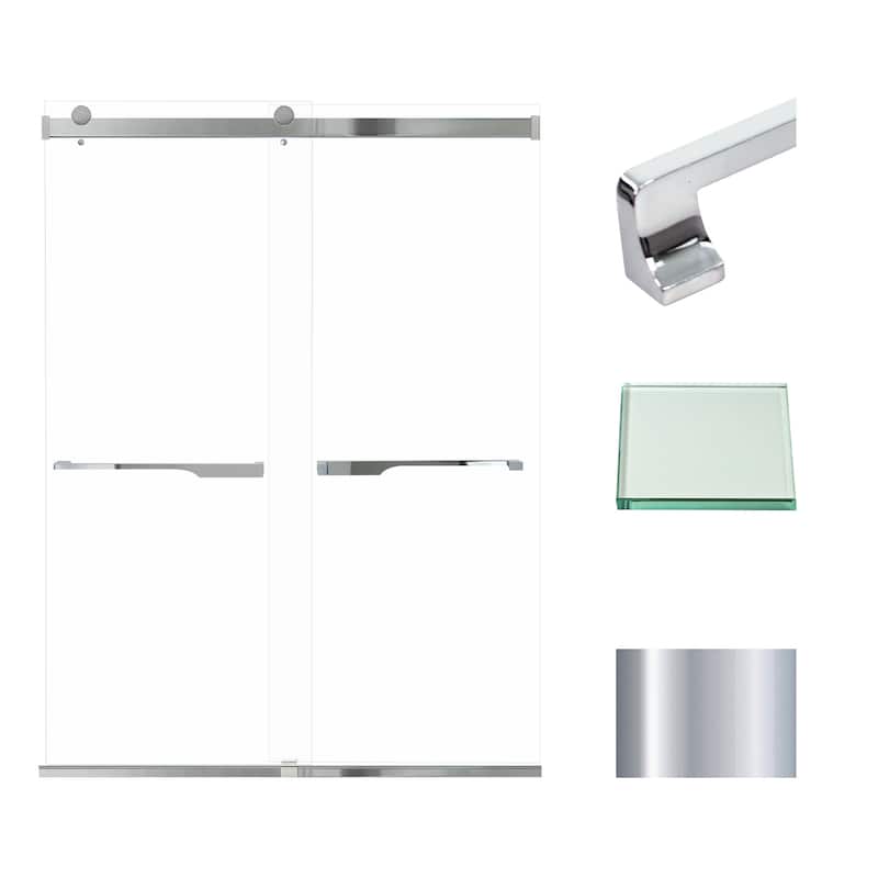 Transolid BRP608008C-J 80" High x 60" Wide Bypass Frameless Shower - Polished Chrome