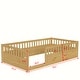 preview thumbnail 3 of 25, Twin Wooden Floor Bed Frame with Safety Fence, Low to Ground Design for Kids' Bedroom & Playroom, Easy Assembly, Natural