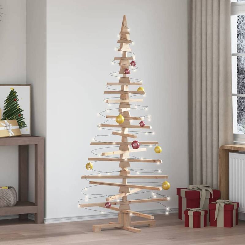 vidaXL Wooden Christmas Tree for Decoration 70.9" Solid Wood Pine - Brown