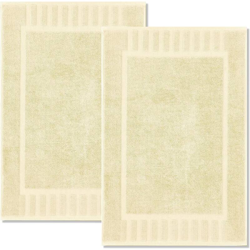 White Classic Luxury Cotton Bath Mat 22x34 Set of 2 - Beige