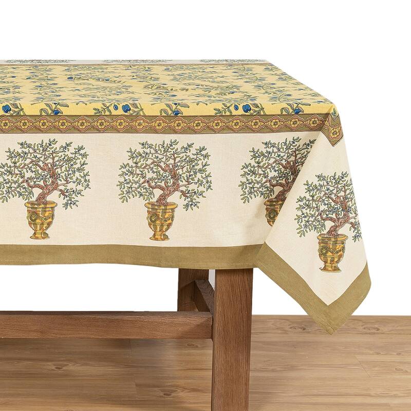 Couleur Nature Gold/ Blue Olive Tree Rectangle Tablecloth - Rectangle - 59-inches by 86-inches