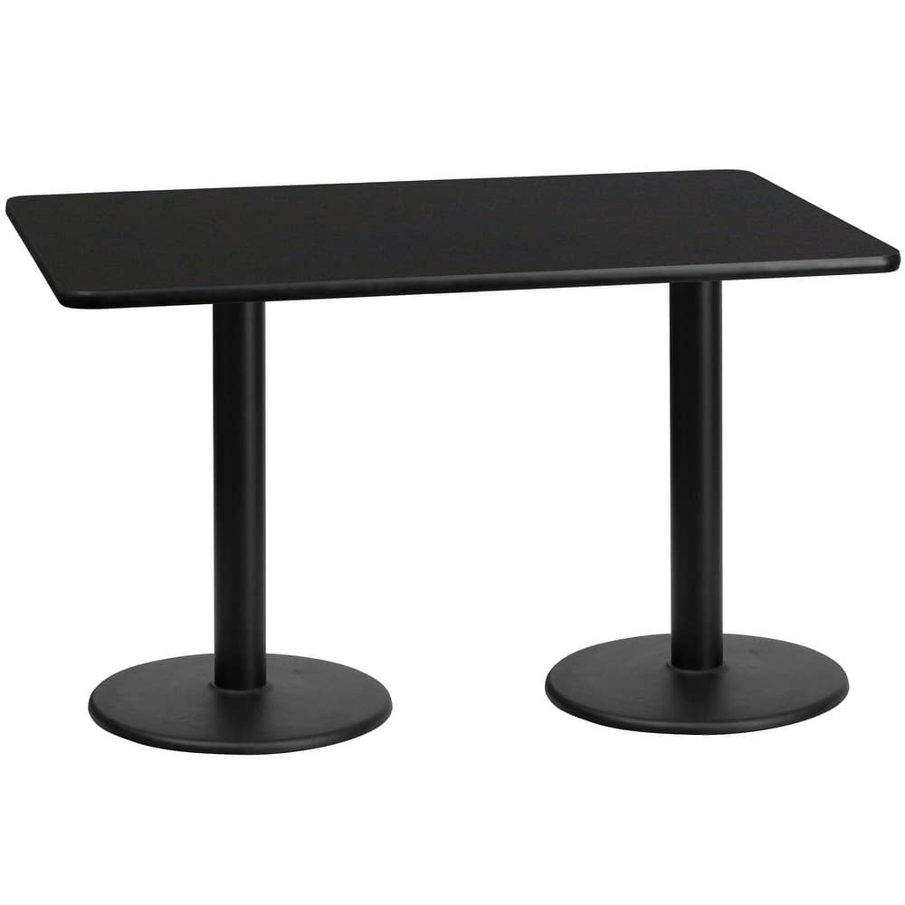30'' x 60'' Rectangular Laminate Table Top with 18'' Round Table Height Bases - 30"W x 60"D x 31.125"H - 30"W x 60"D x 31.125"H
