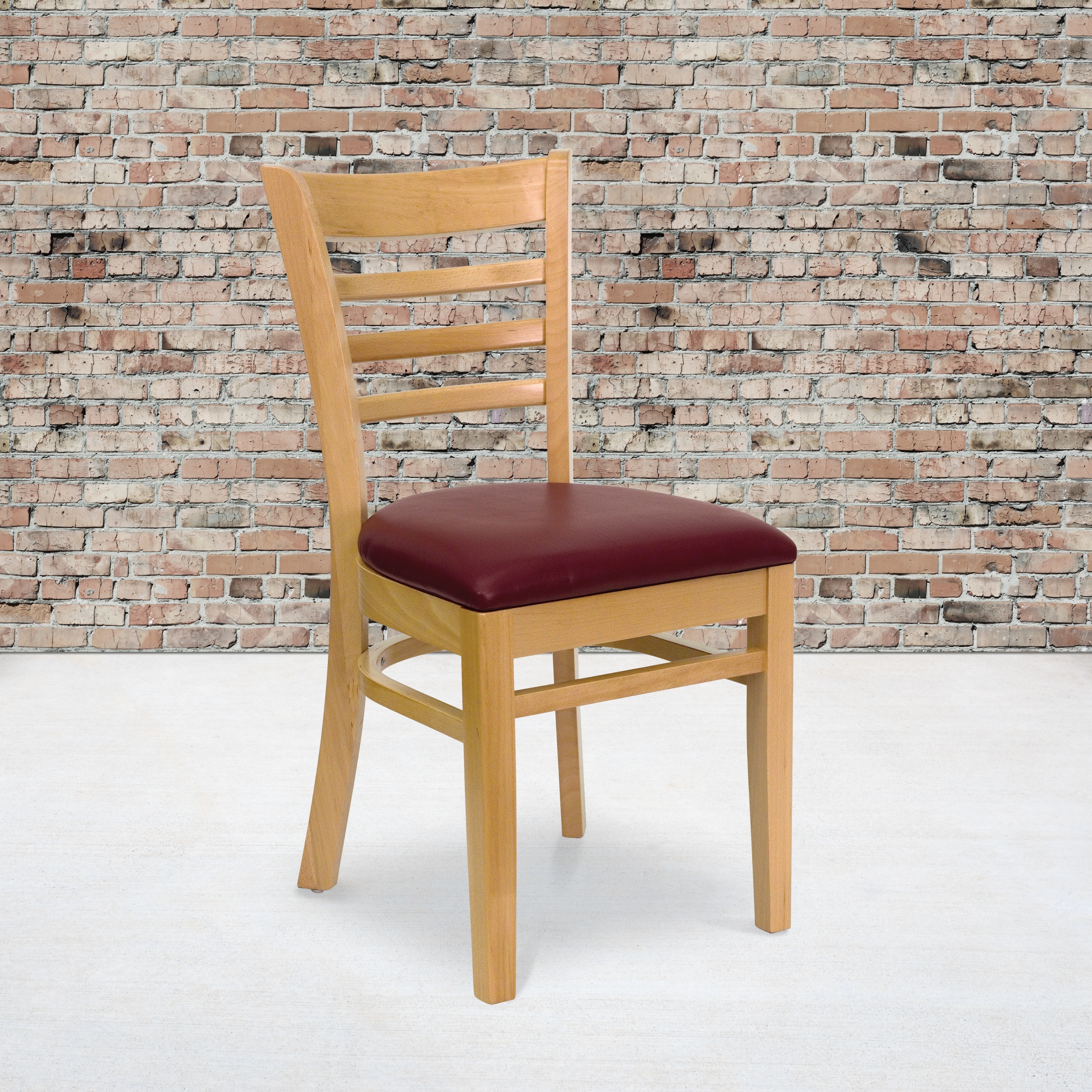 Ladder-back Wood Restaurant Chair - 17.5"W x 20"D x 33.75"H