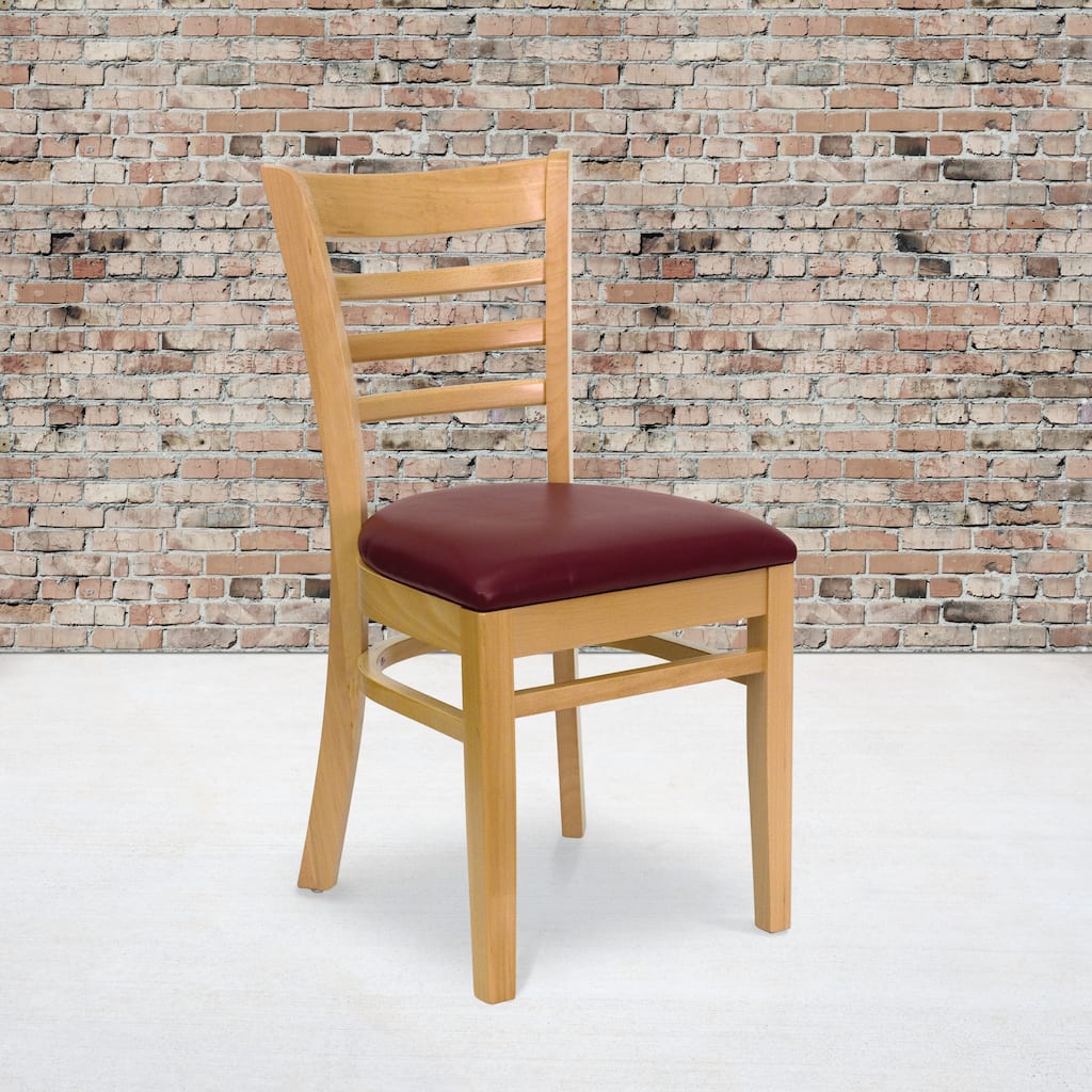 Ladder-back Wood Restaurant Chair - 17.5"W x 20"D x 33.75"H